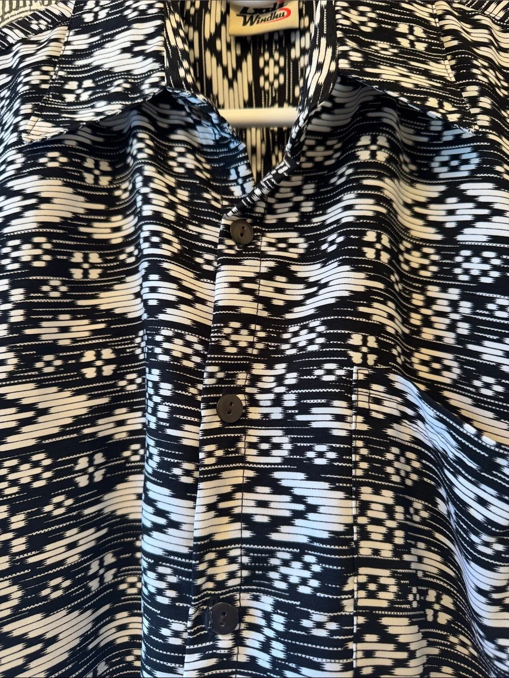Black & White Aztec Patterned Button-Up Shirt - Picture 3 of 3